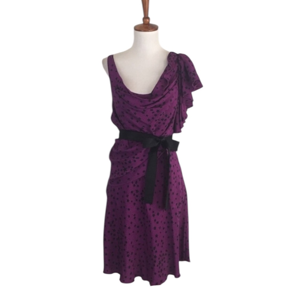 Gryphon Delila 100% Silk Star Dress Women’s S Cowl Neck‎ Sleeveless Retro Glam